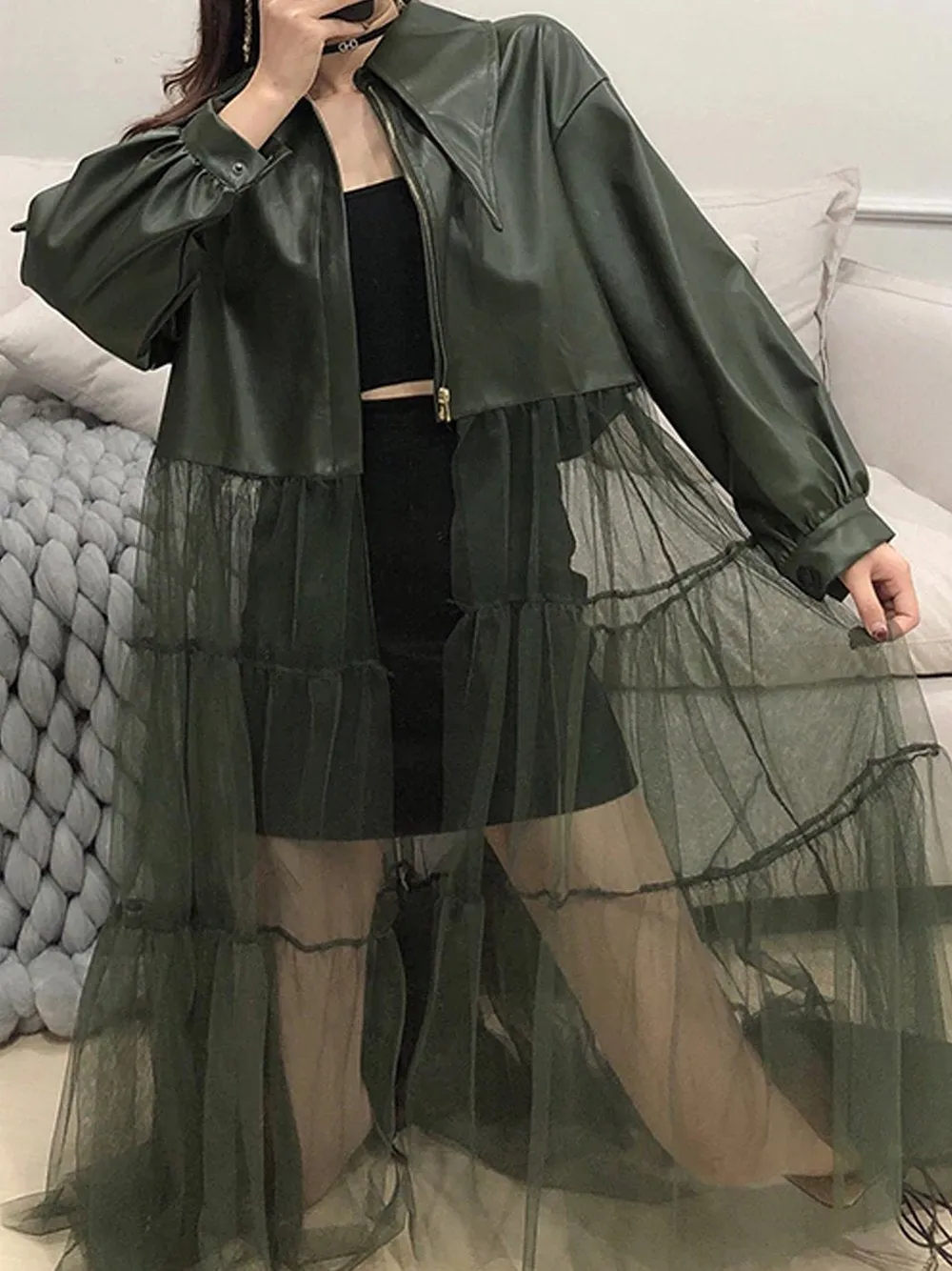 Leather & Tulle Trench