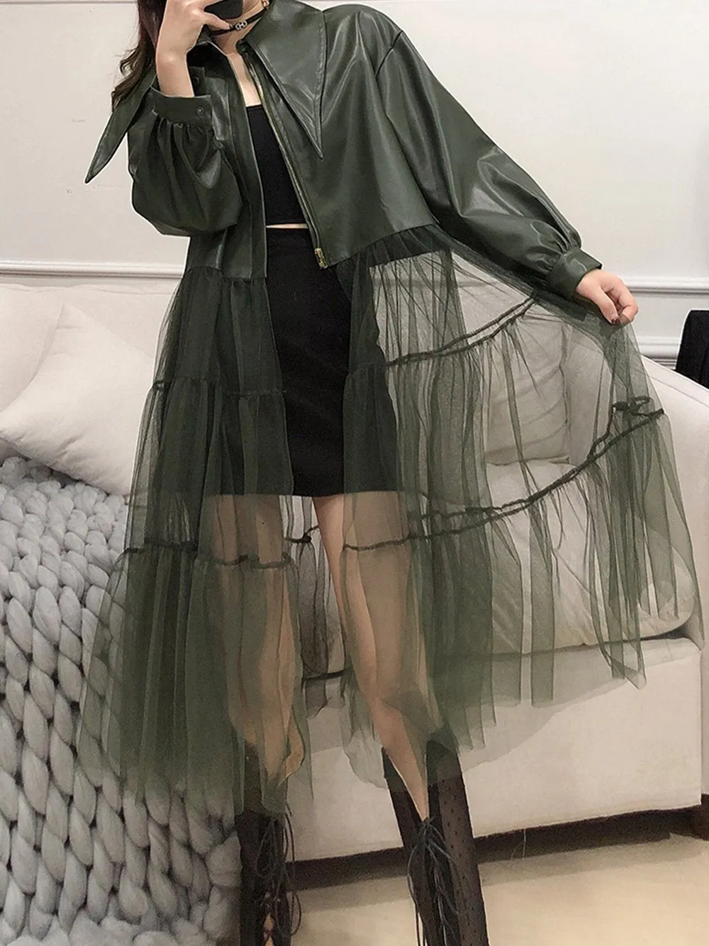 Leather & Tulle Trench