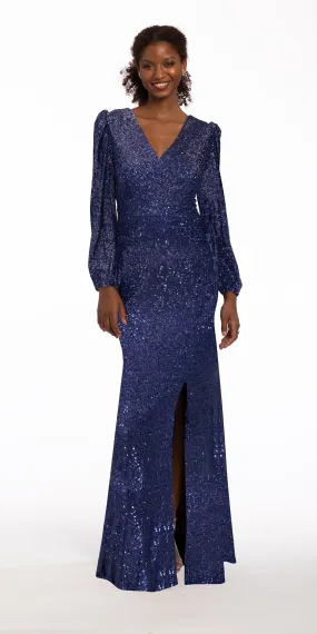 Long Sleeve Sequin Dress