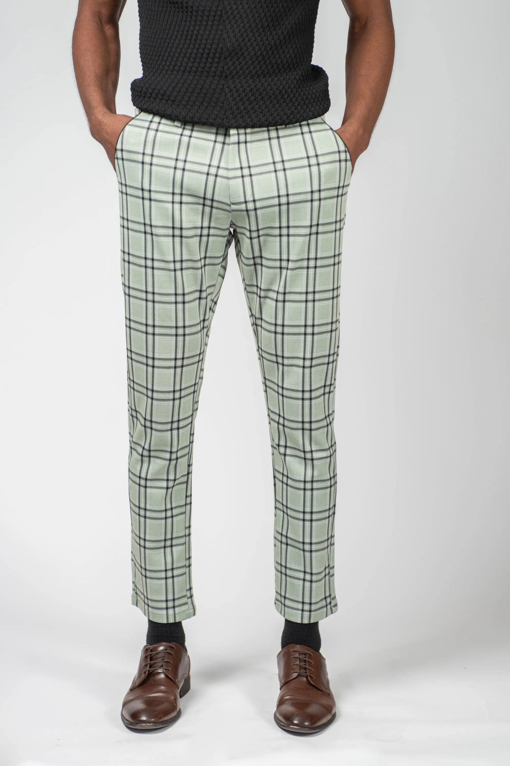 Luxury 4 Way Stretch Plaid Pant - Mint