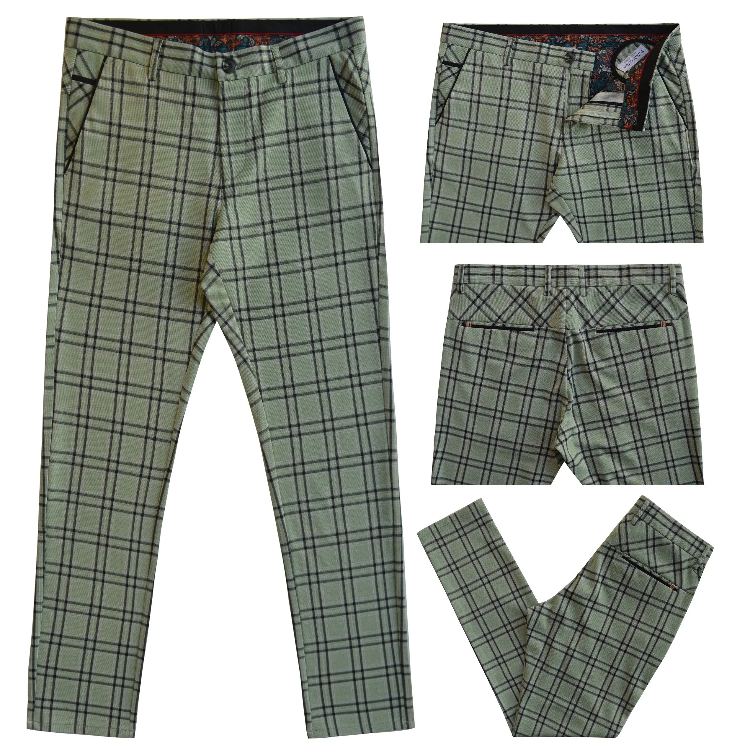 Luxury 4 Way Stretch Plaid Pant - Mint