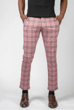 Luxury 4 Way Stretch Plaid Pant - Pink