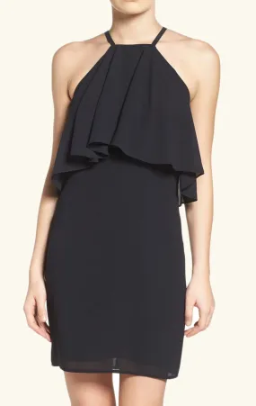 MACloth Halter Tiered Chiffon Cocktail Dress Little Black Dress