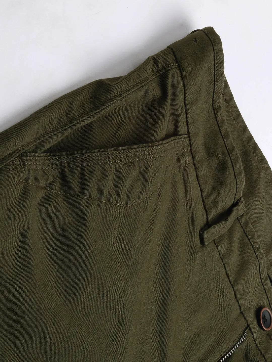 Men's Olive Cotton Lycra Regular Fit Shorts