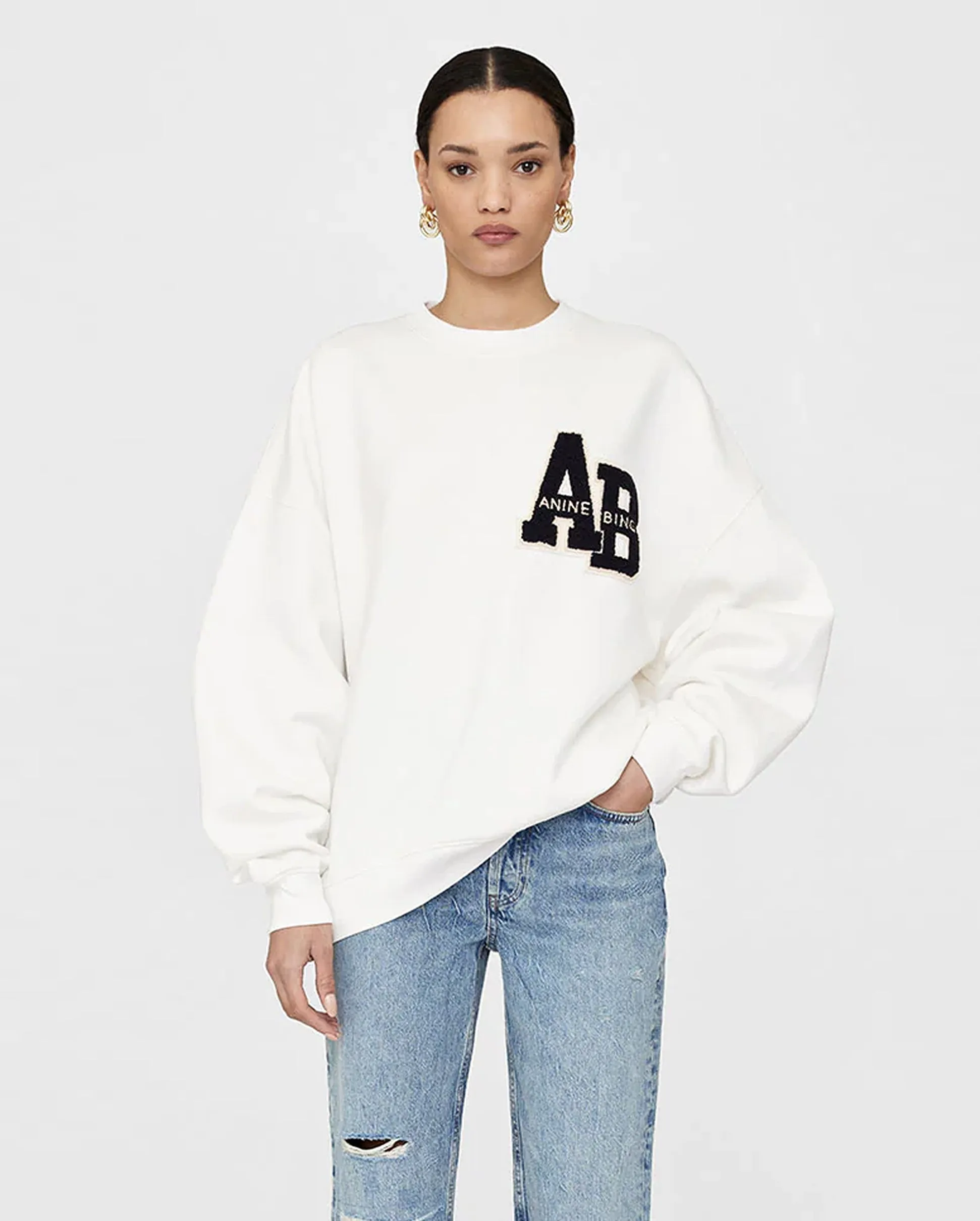 MILES OVERSIZED SWEATSHIRT LETTERMAN / OFF WHITE