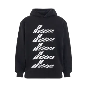 Multiple Front Logo Hoodie in Black