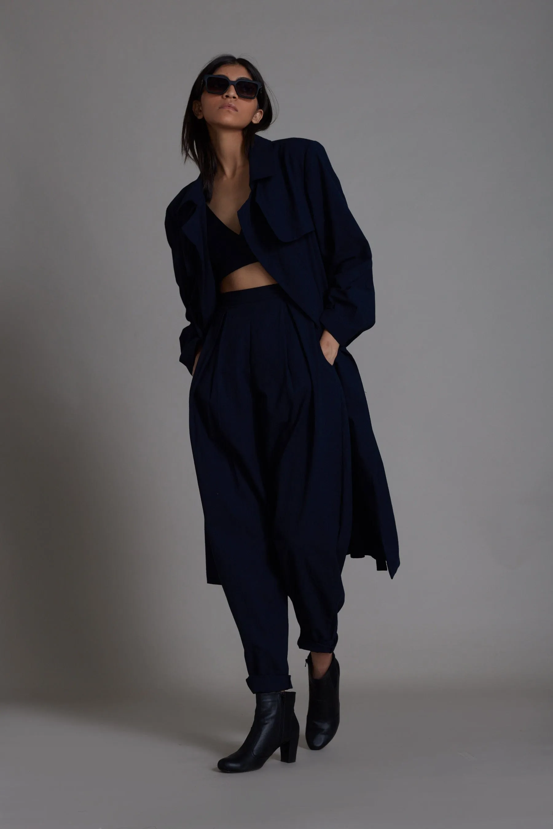 Navy Blue Milestone Trench Jacket