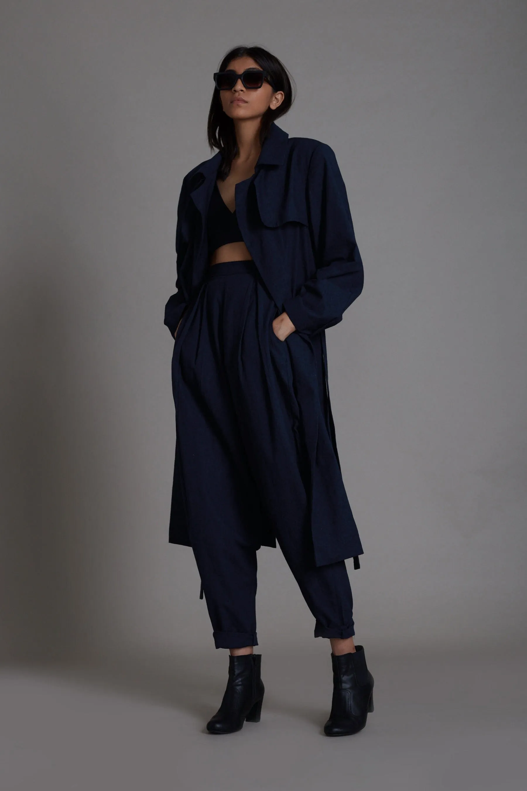 Navy Blue Milestone Trench Jacket