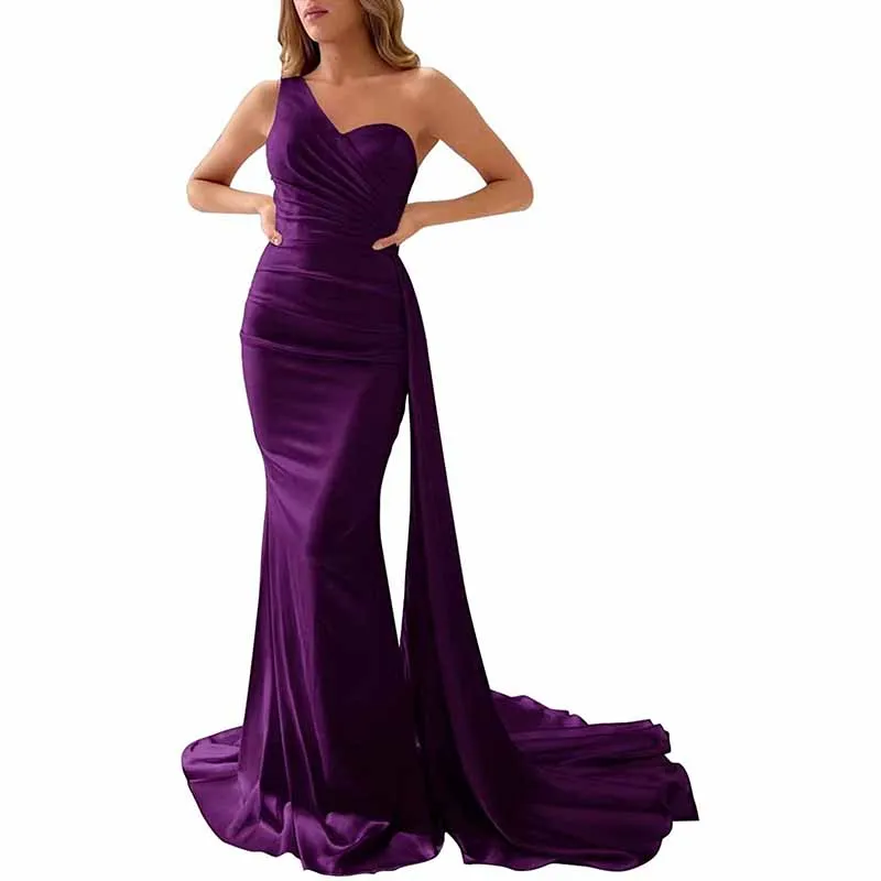 One Shoulder Bridesmaid Dresses Long Mermaid Prom Party Gowns Wedding Guest Dress