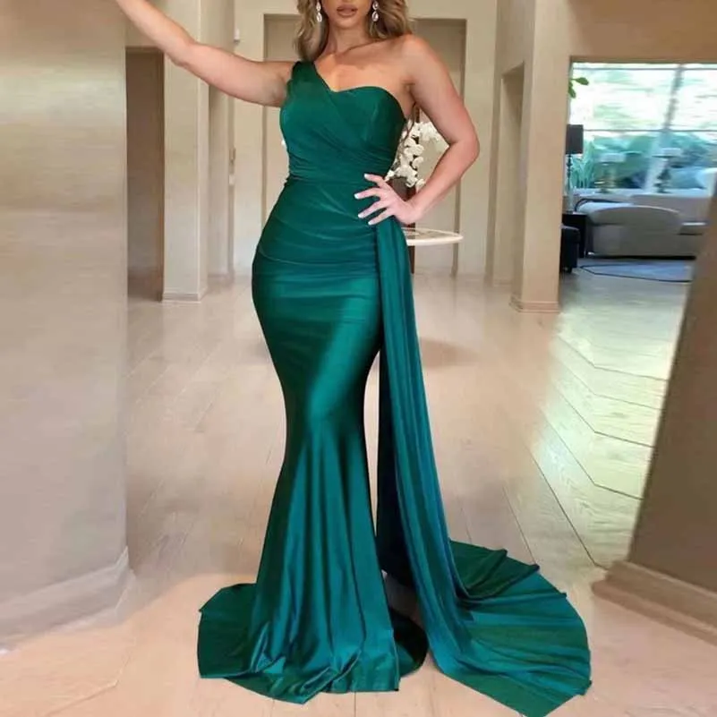 One Shoulder Bridesmaid Dresses Long Mermaid Prom Party Gowns Wedding Guest Dress