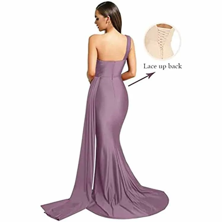 One Shoulder Satin Bridesmaid Dresses Mermaid Prom Dresses Bodycon Wedding Dresses Evening Gowns