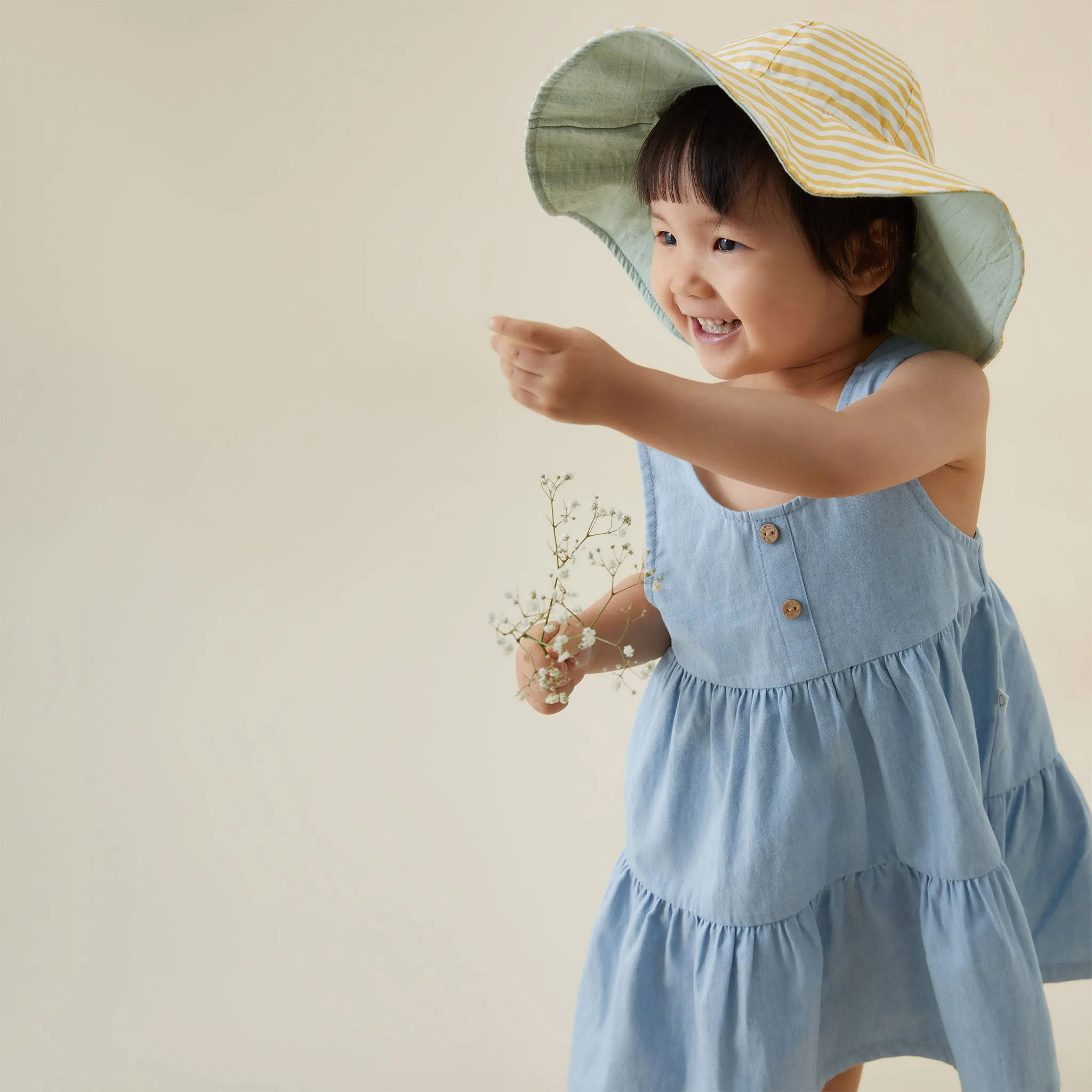 Organic Cotton Chambray Tiered Dress