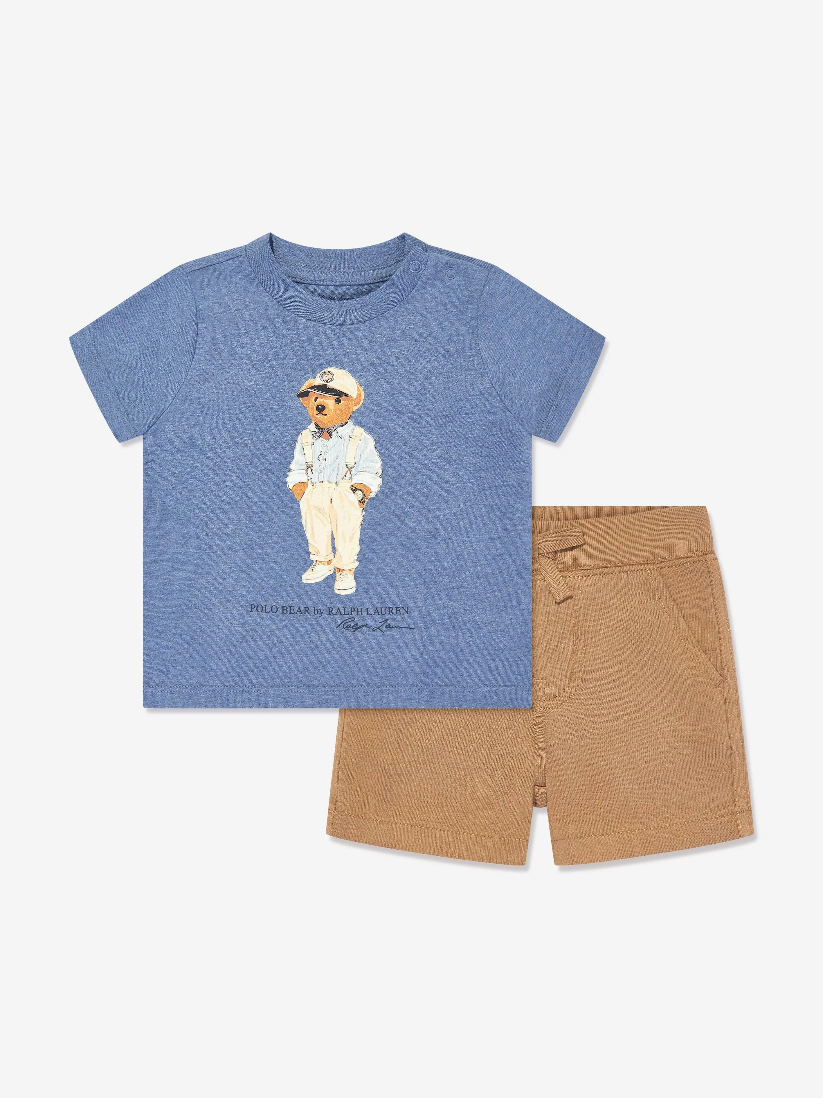 Ralph Lauren Baby Boys Bear Shorts Set in Blue