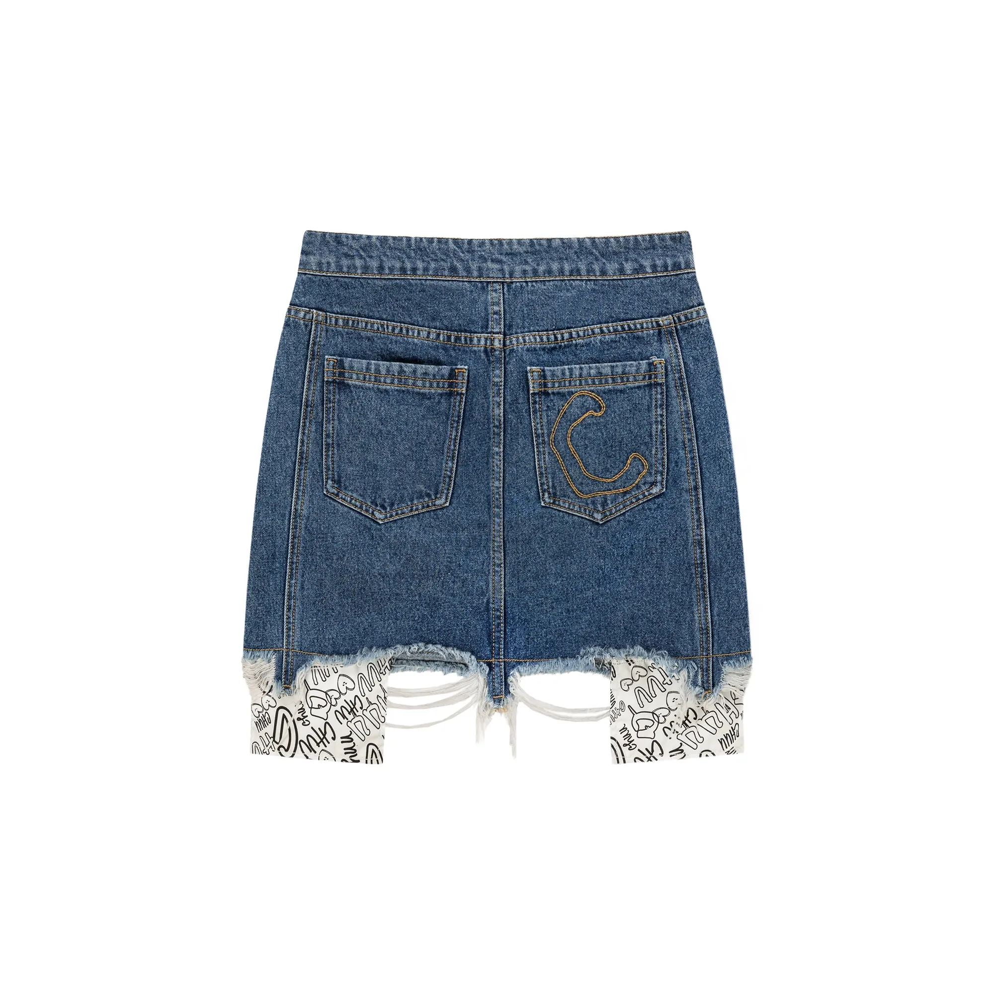 Raw Hem A-Line Denim Skirt