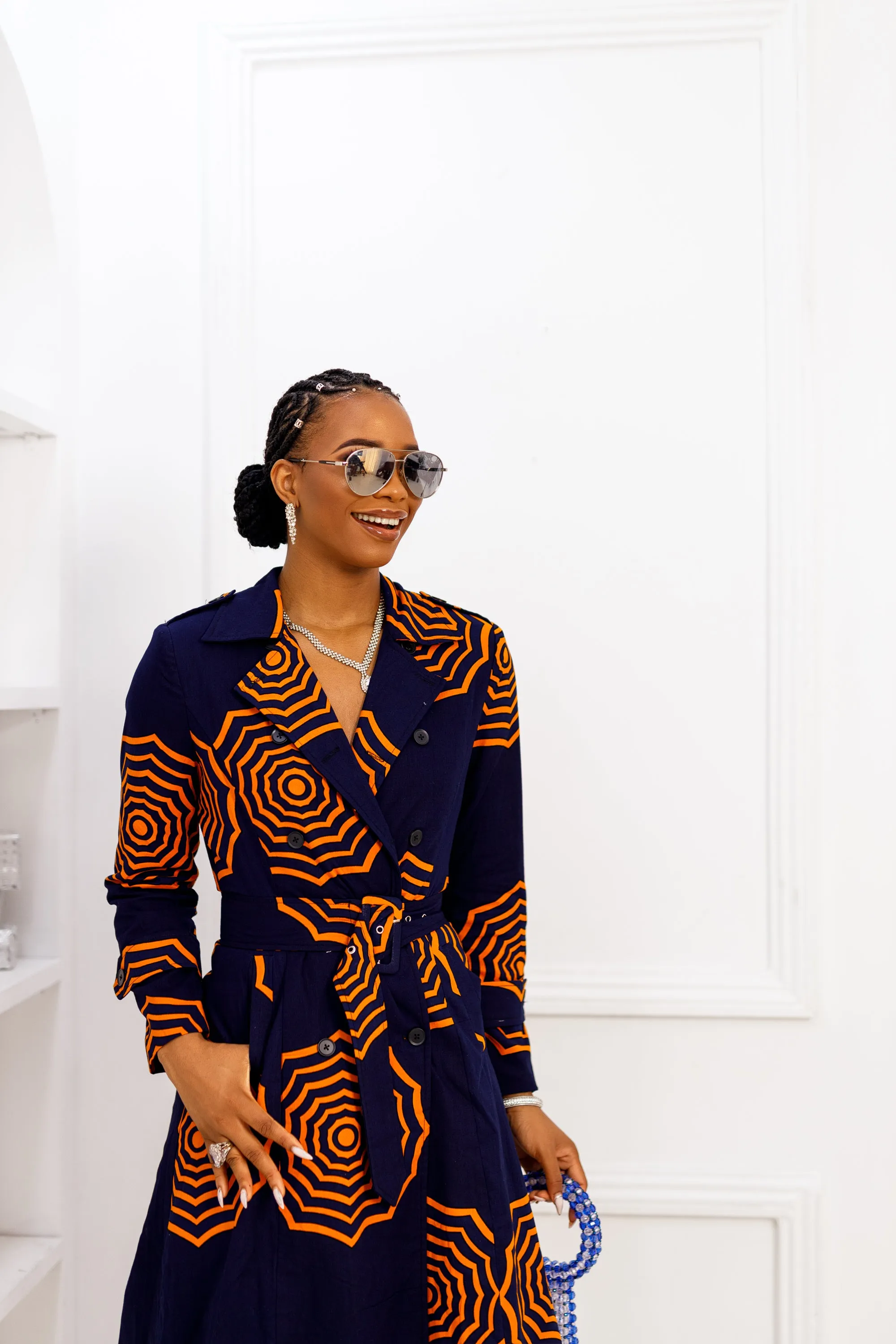 REGINA AFRICAN PRINT TRENCH JACKET