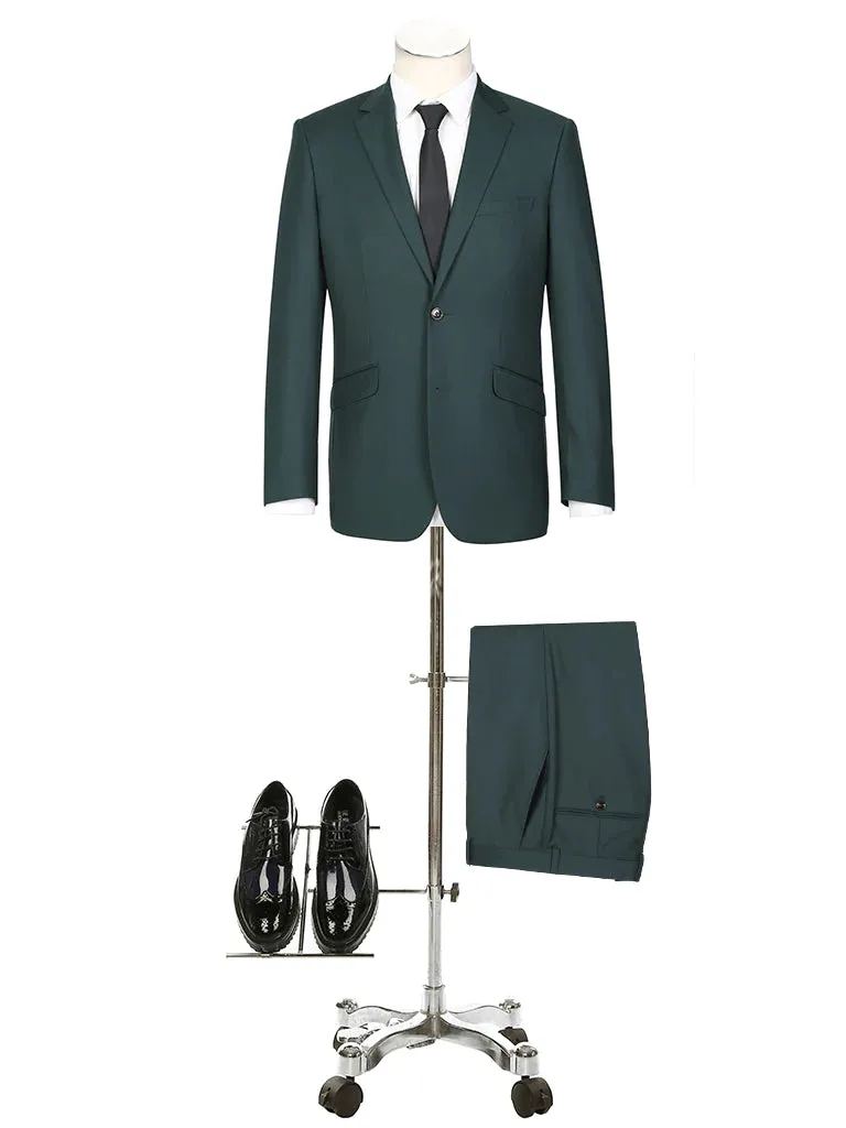 RENOIR Hunter green men's 2 piece slim fit suit single breasted notch lapel