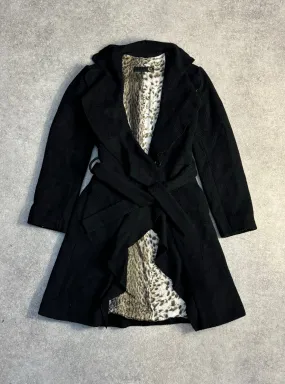 Roberto Cavalli Raw Edge Belted Wool Blended Trench Coat