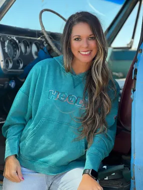 Roomy Teal Hooey Logo Hoodie