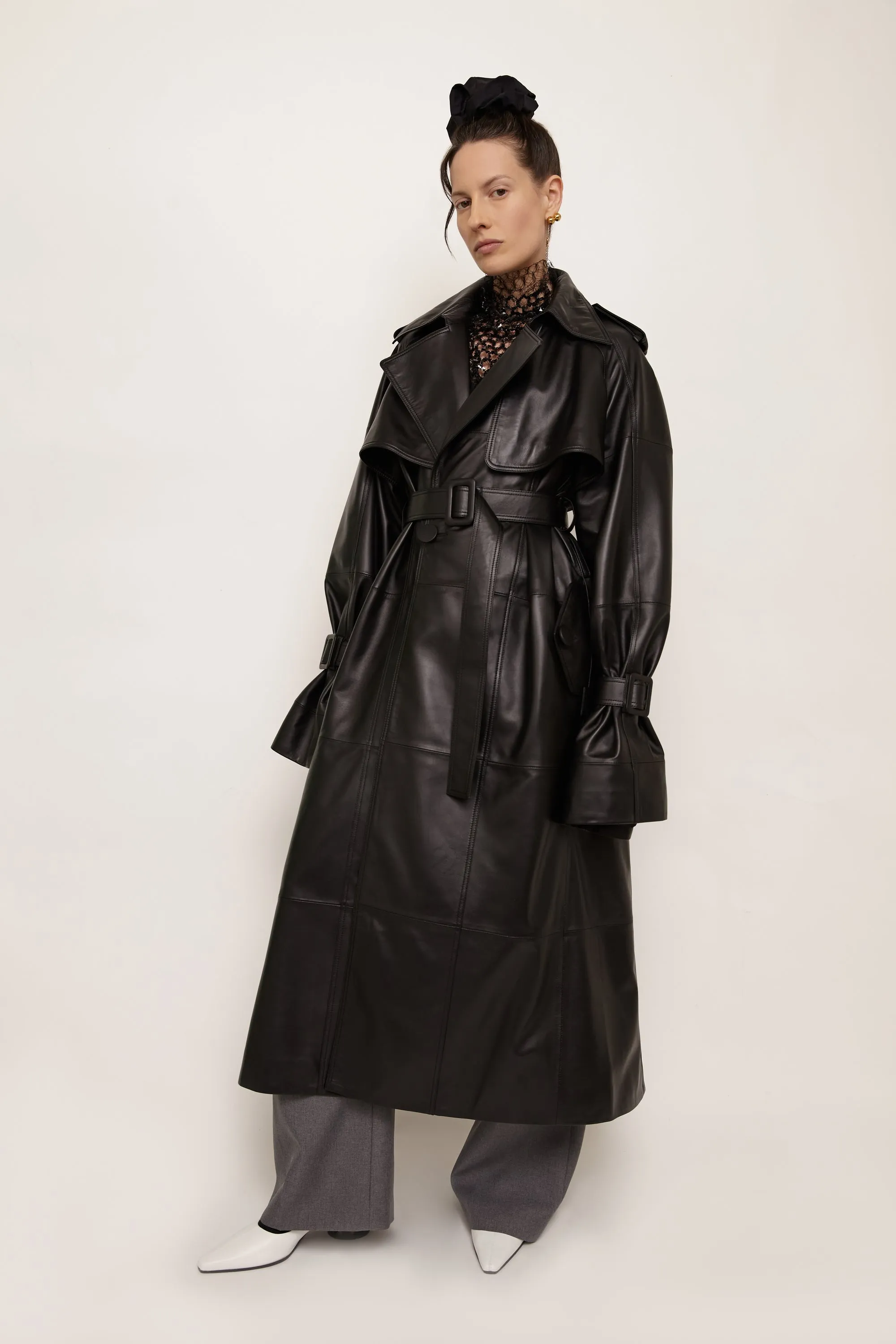 SMOOTH LEATHER TRENCH COAT