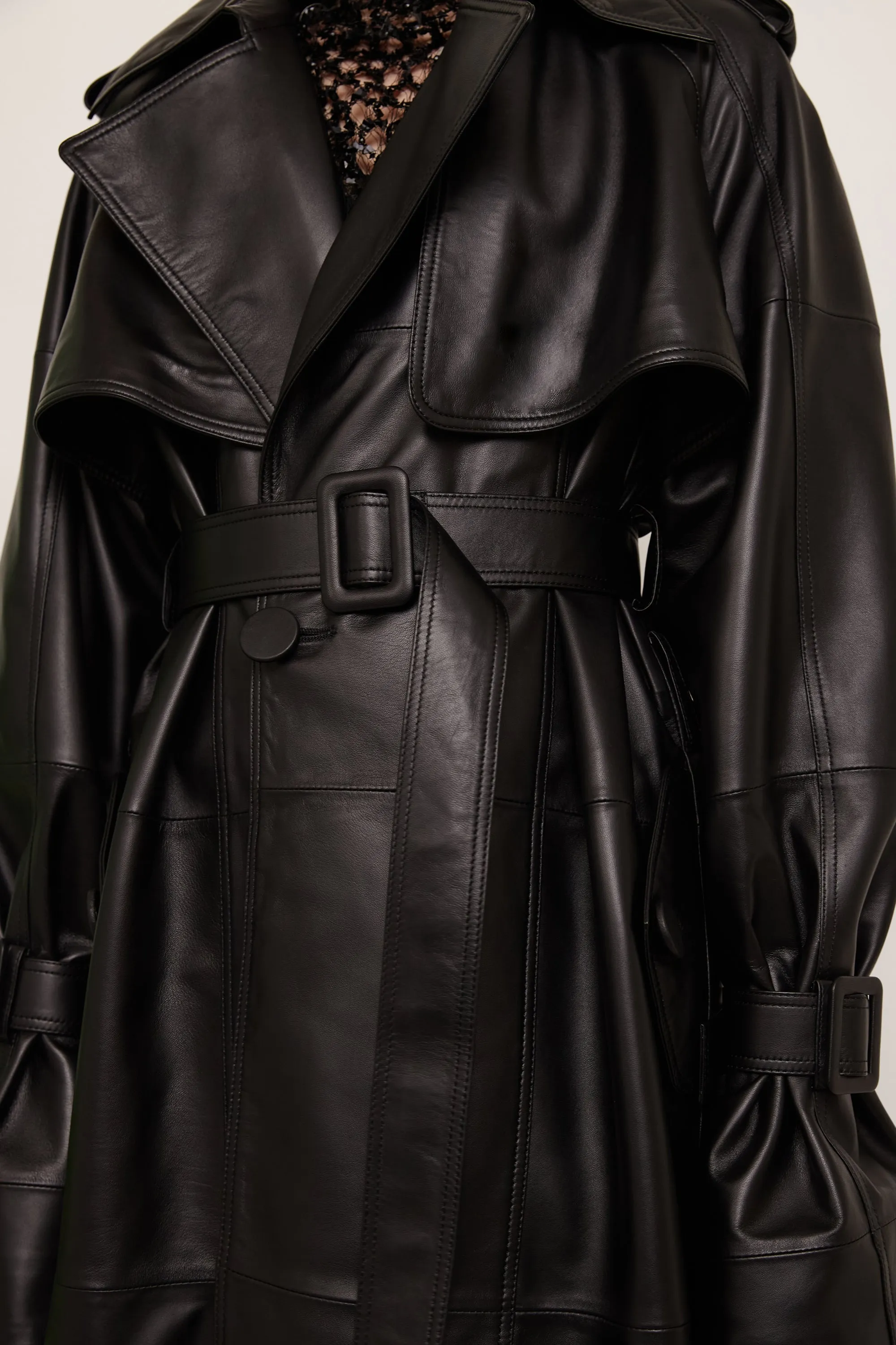 SMOOTH LEATHER TRENCH COAT