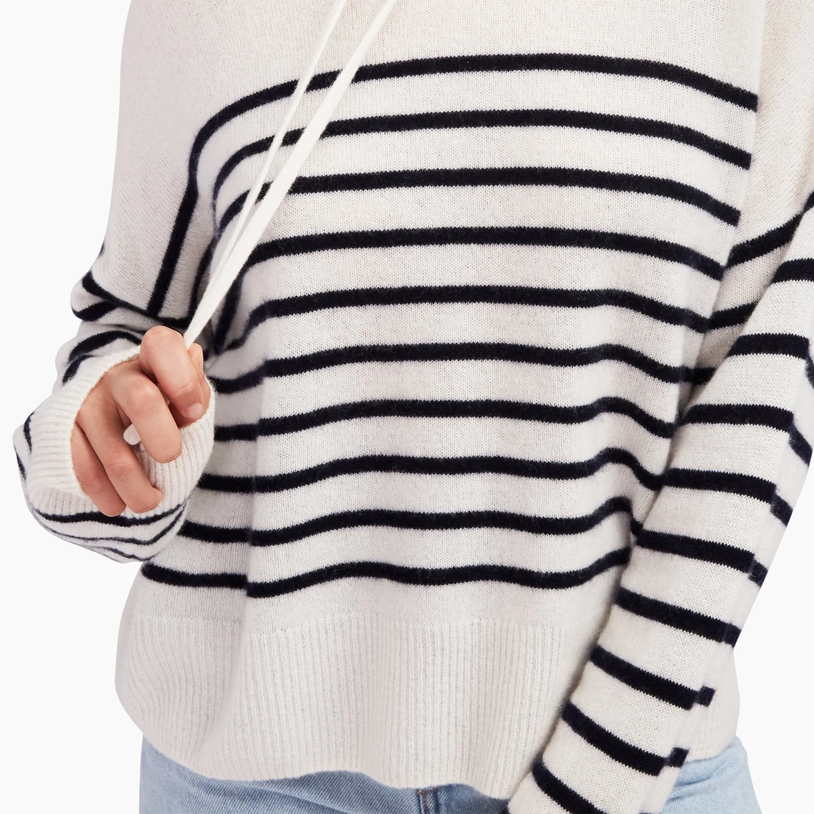 Striped Cashmere Oversized Hoodie