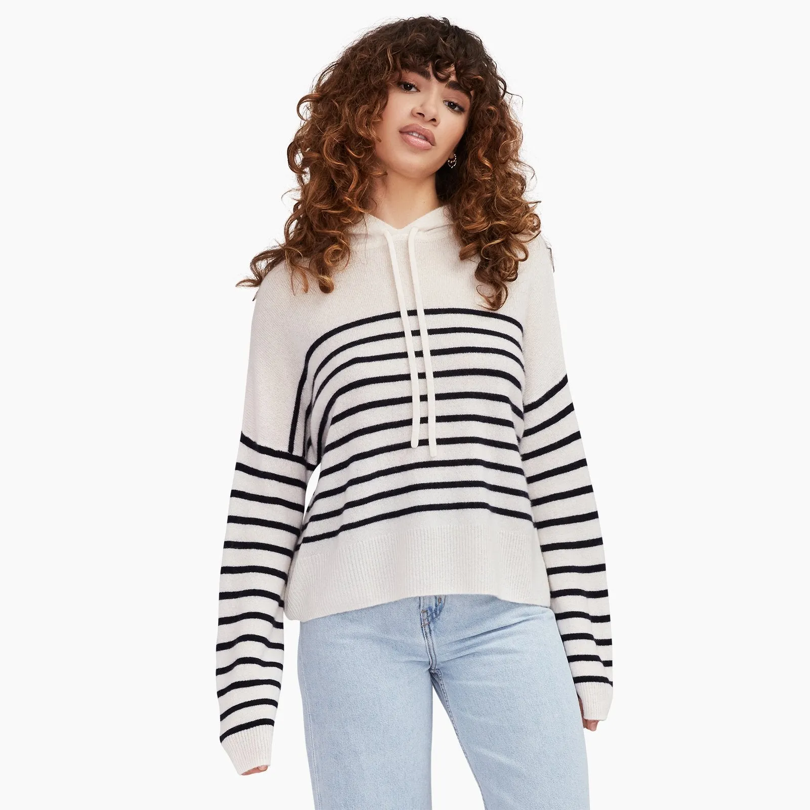 Striped Cashmere Oversized Hoodie