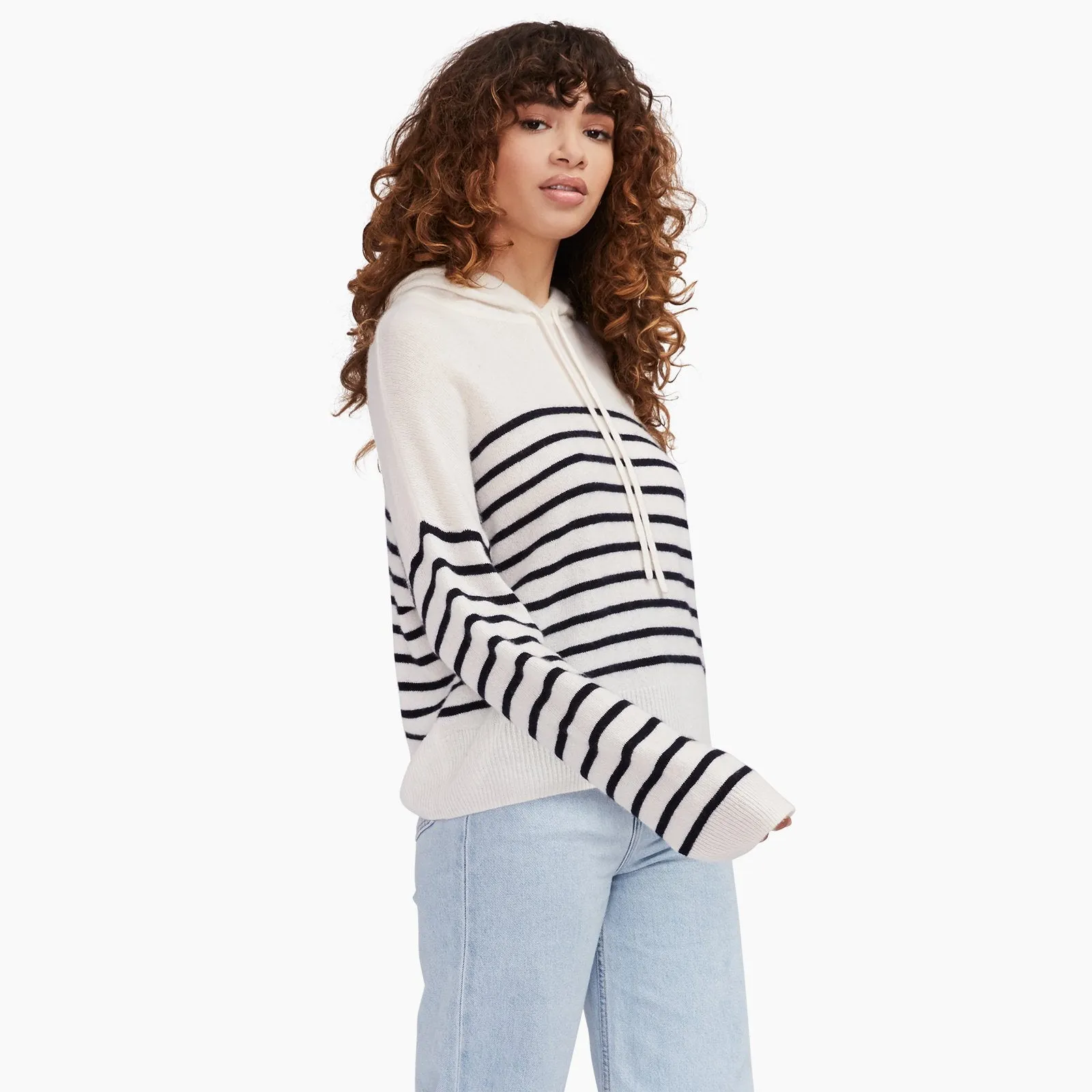 Striped Cashmere Oversized Hoodie