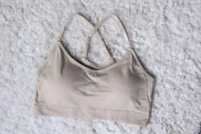 Taupe Cross Back Seamless Bralette