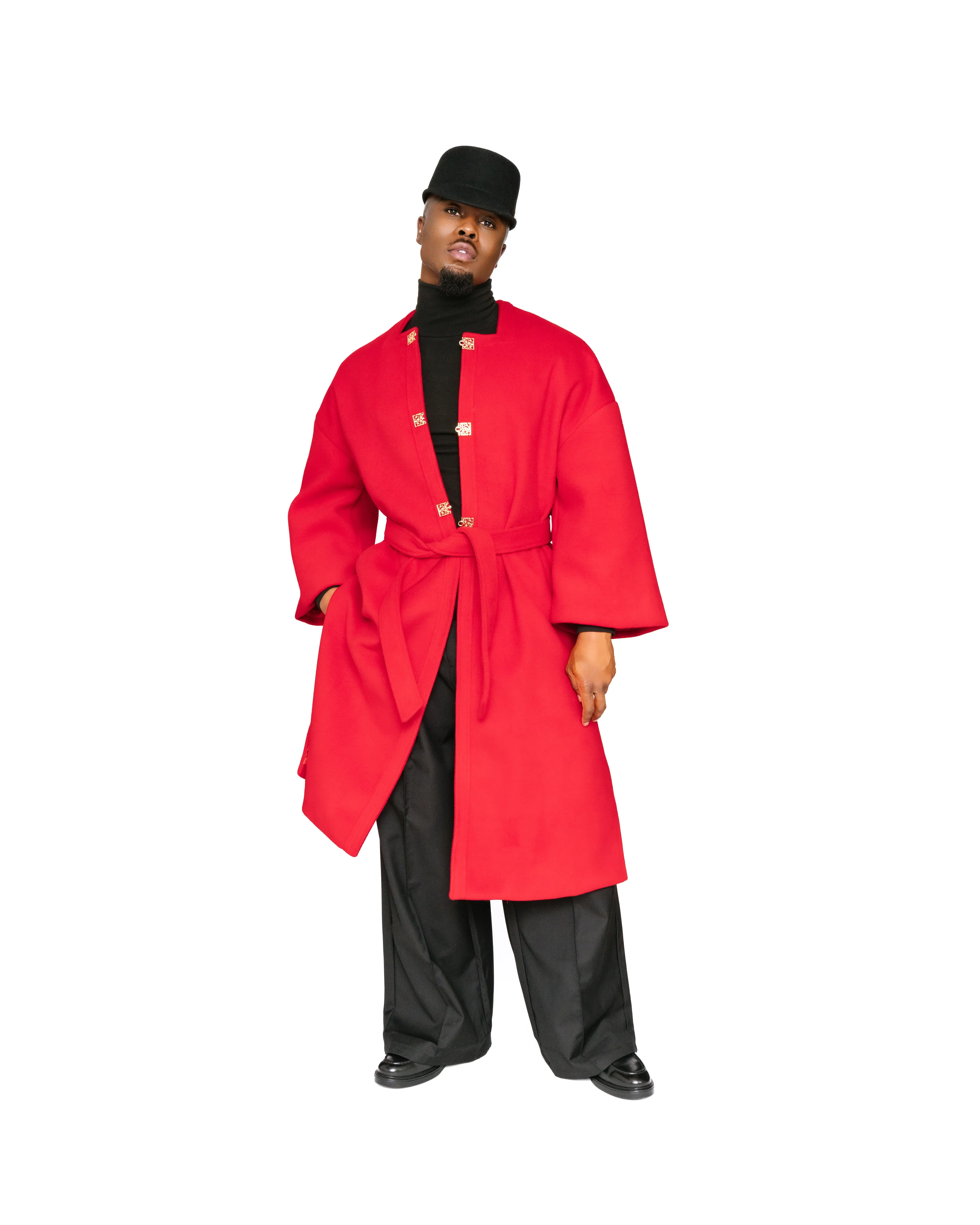 The Red Wool KIMONO Trench Coat { LIMITED EDITION}