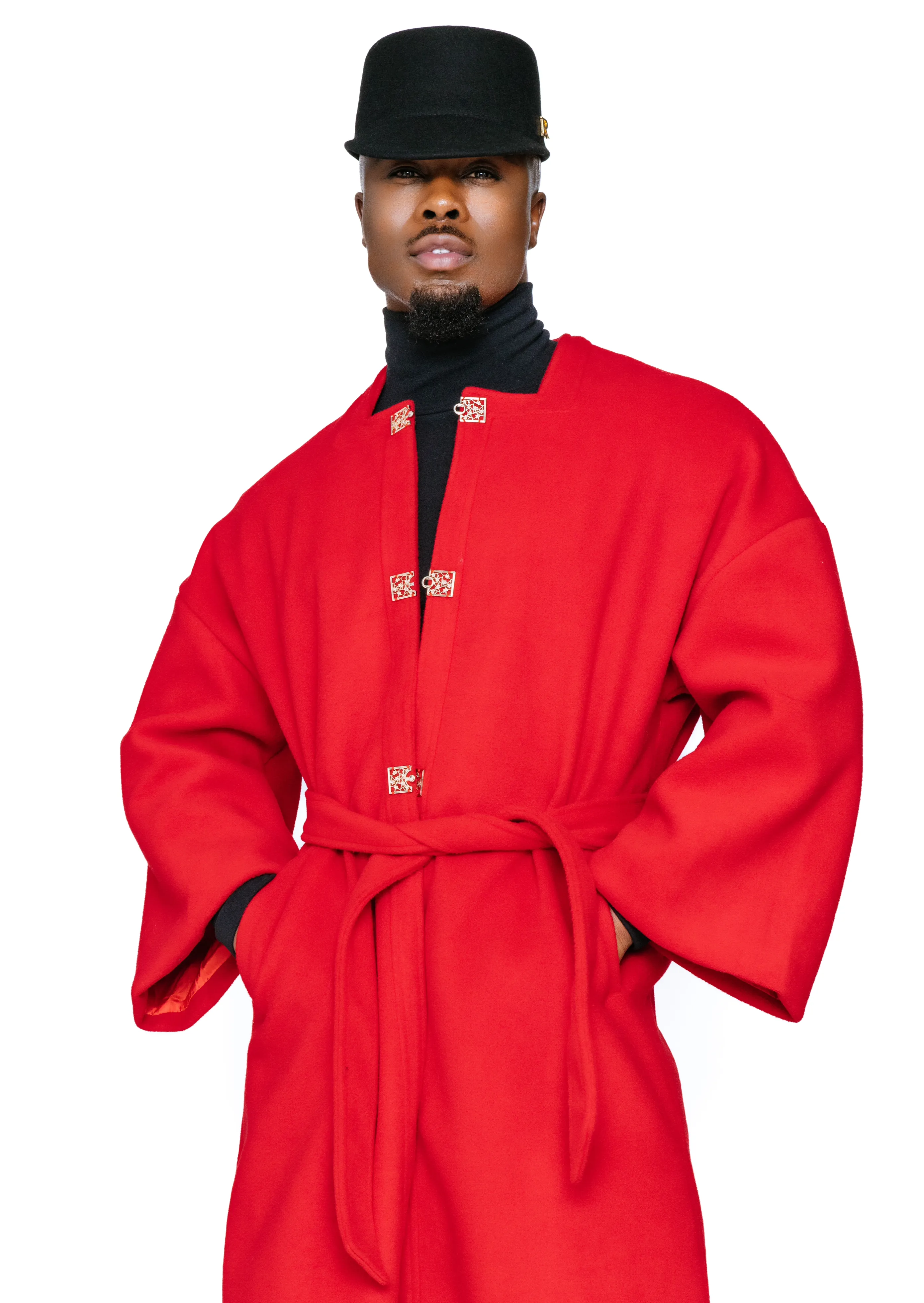 The Red Wool KIMONO Trench Coat { LIMITED EDITION}