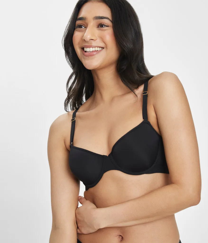 The Spacer Balconette Bra: Jet Black