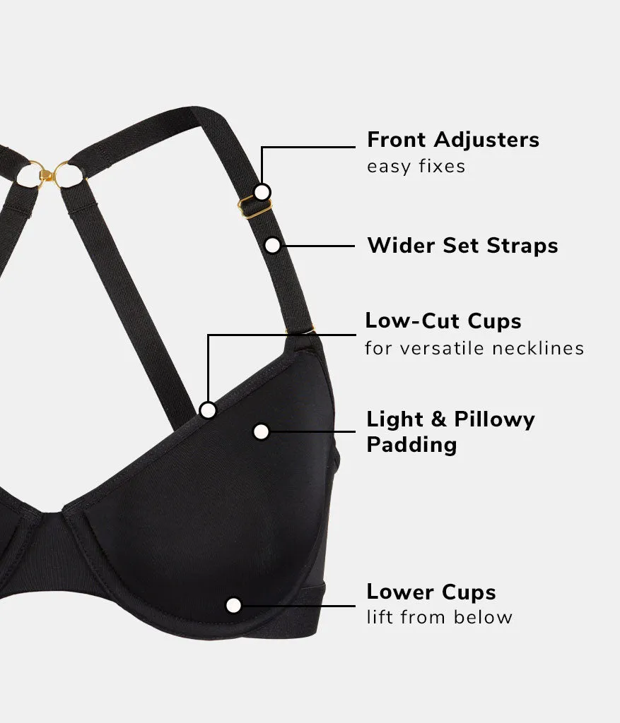 The Spacer Balconette Bra: Jet Black