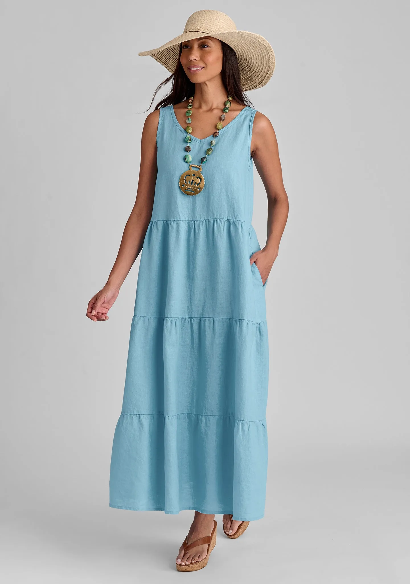 Tiered Dress - Linen Maxi Dress