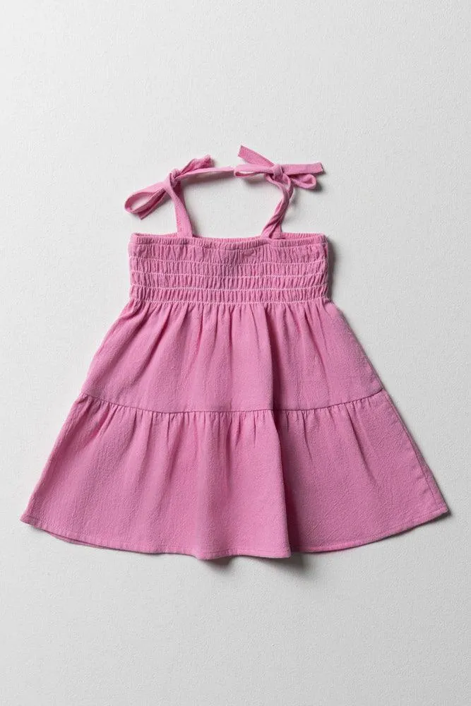 Tiered Strappy Dress Pink