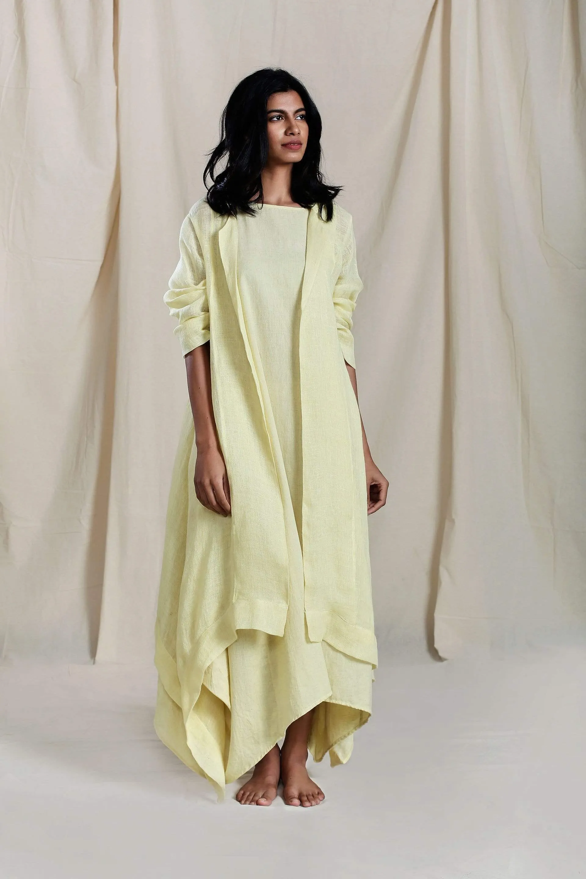 Vari Aakaar & Trench Jacket Set Yellow