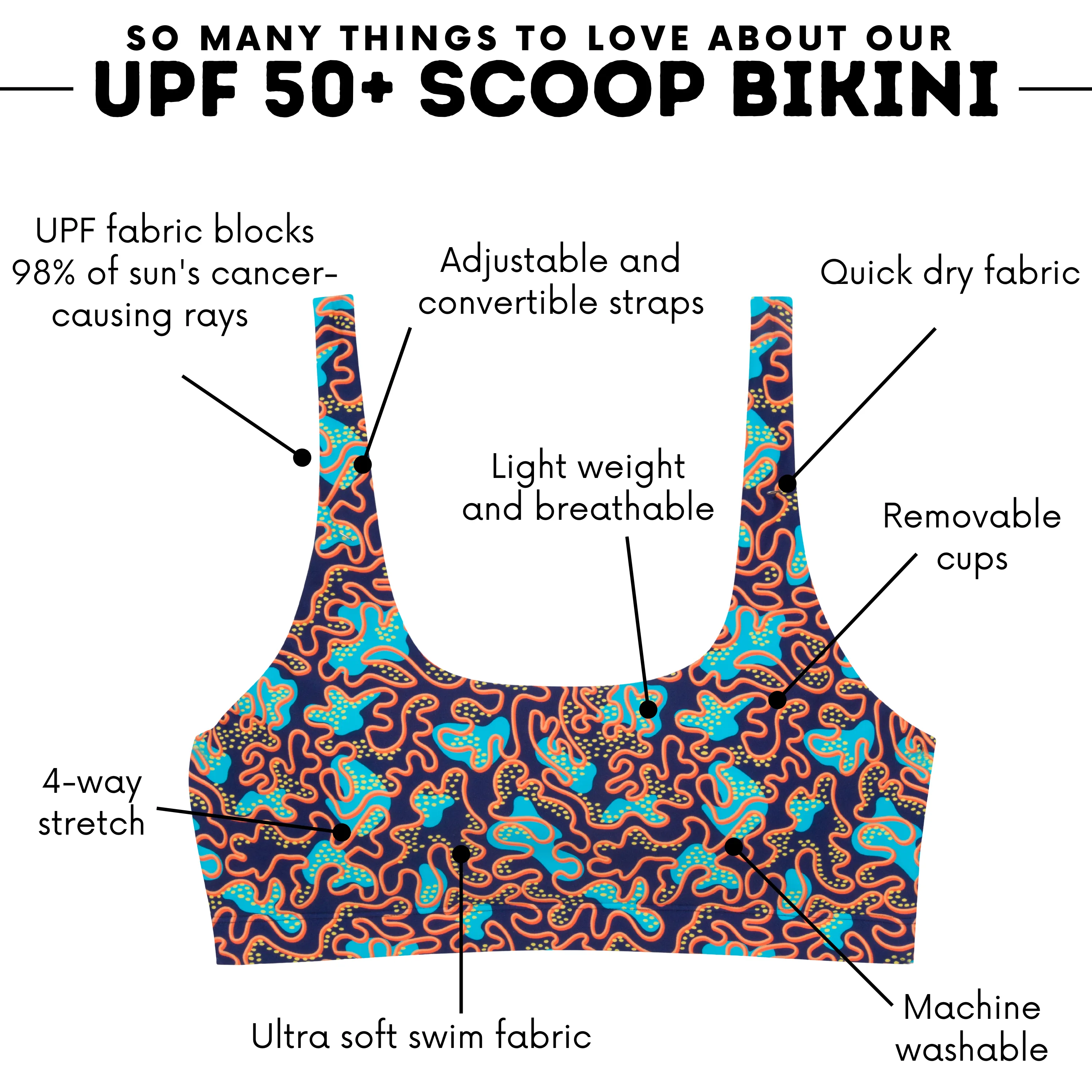 Women's Scoop Neck Bikini Top | "Deep Dive"