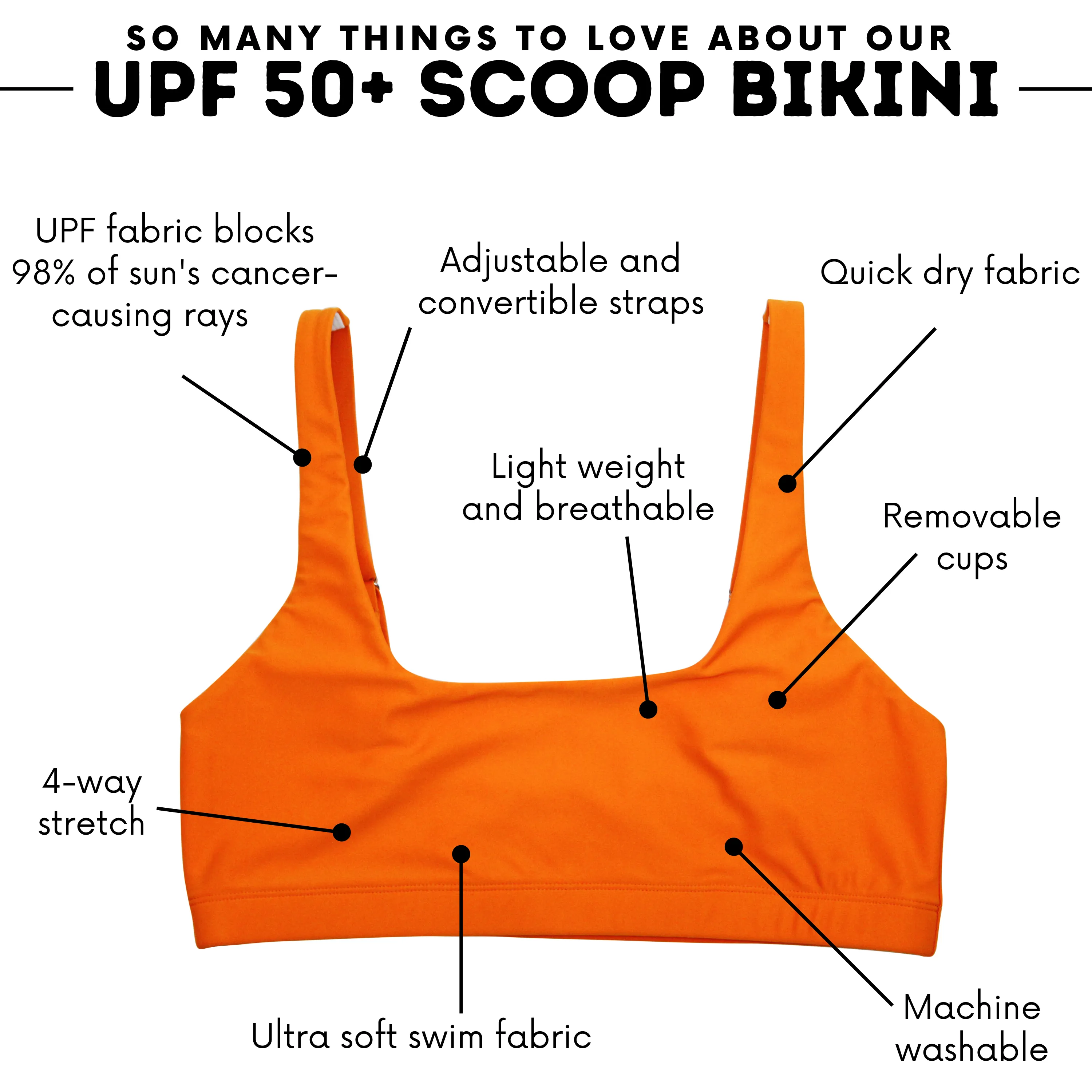 Women's Scoop Neck Bikini Top | "Orange"